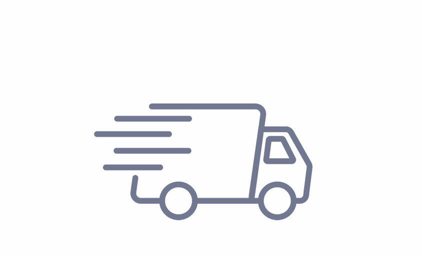 Symbol graphic of a moving delivery van with lines of movement - representative of weba's mobile toolmaking service.