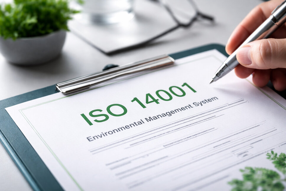 ISO 14001 Zertifikat als Symbol für zertifiziertes Umweltmanagement bei WEBA Werkzeugbau